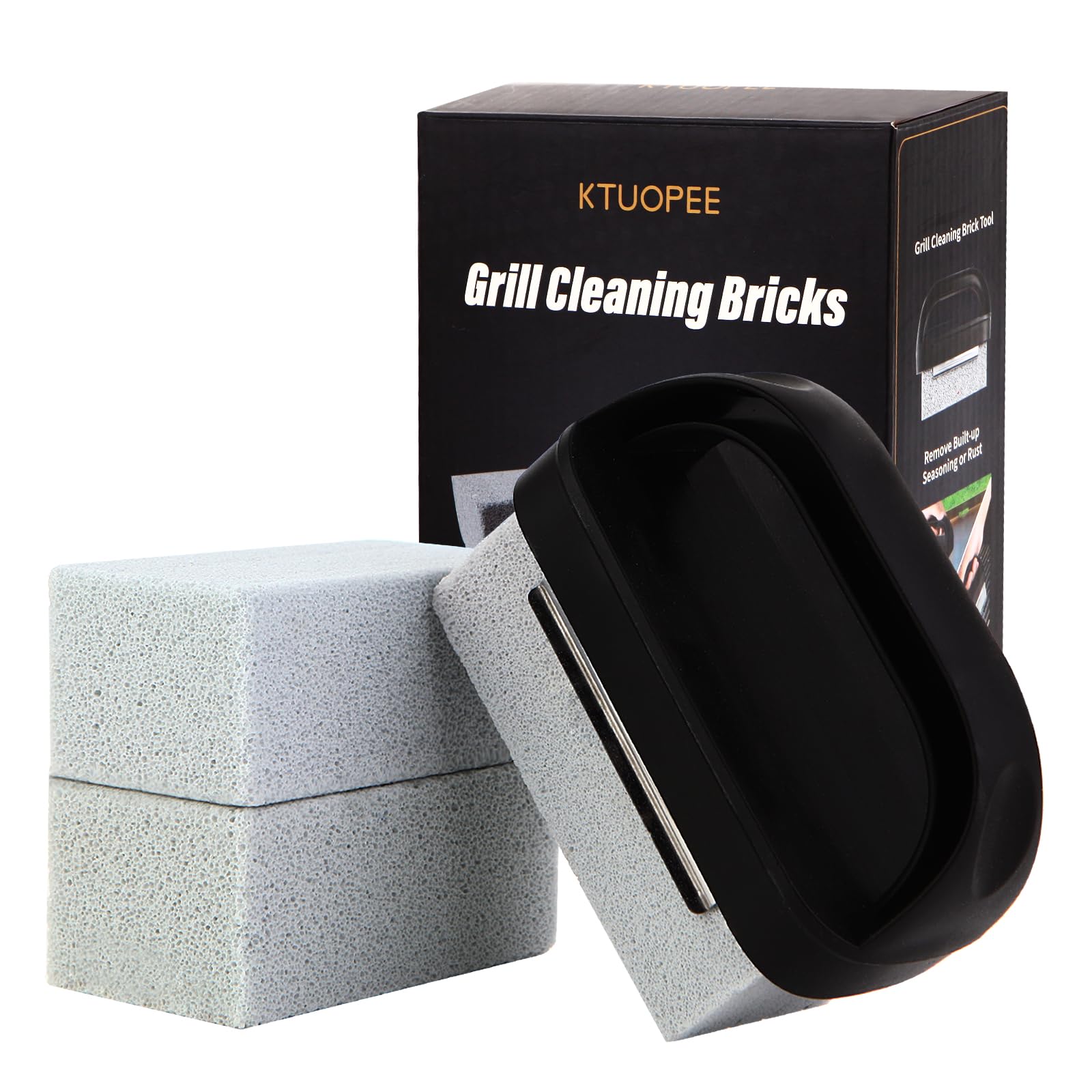 KTUOPEE grill cleaner kit with handle for quick residue removal on grills
