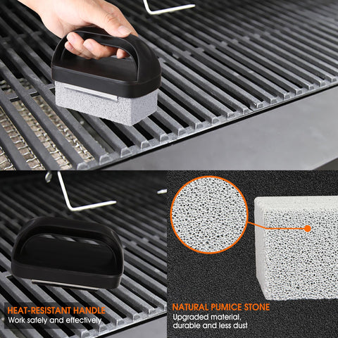 KTUOPEE grill stone with heat-resistant handle for safe cleaning