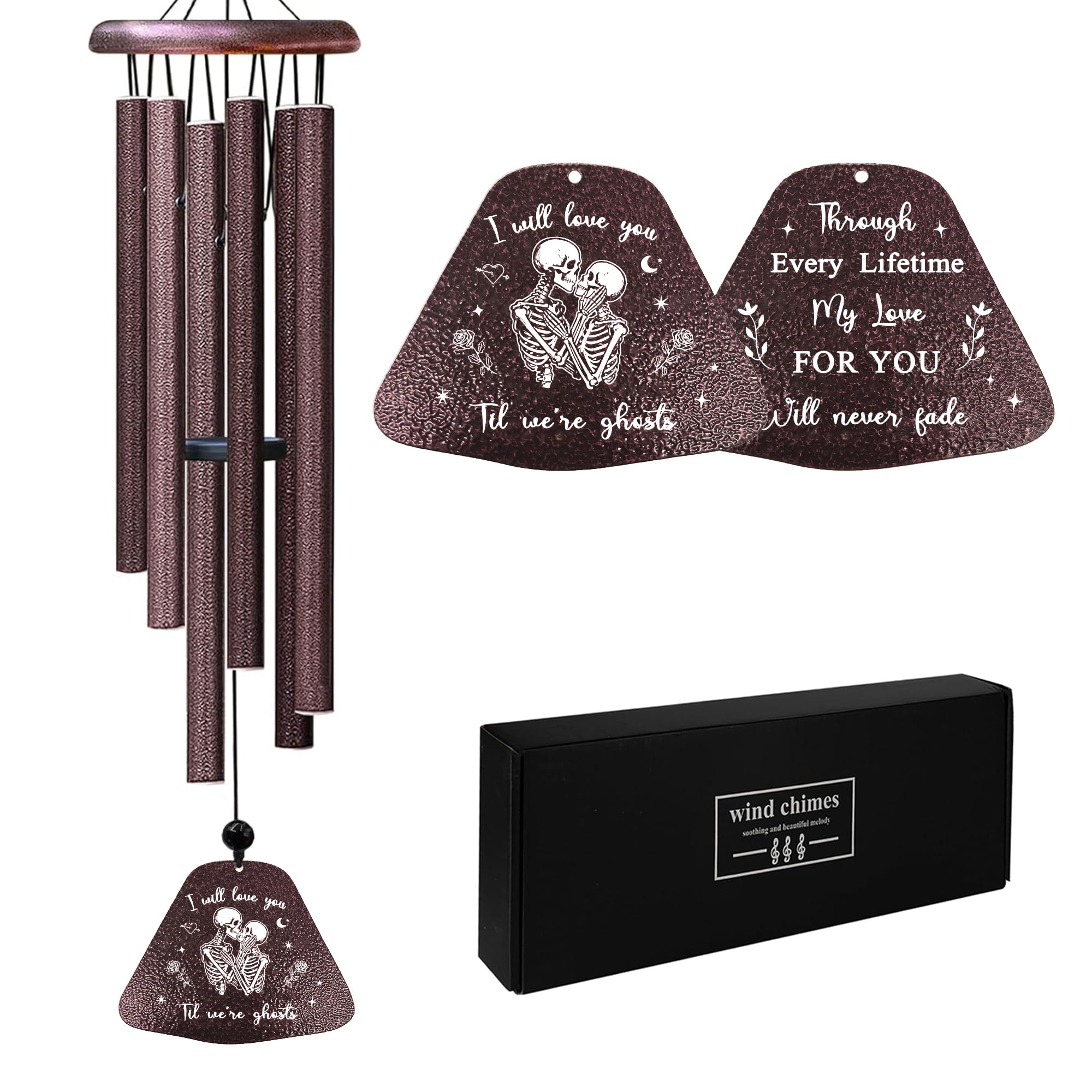 Kubbut 32-inch wind chime hook-to-base shows elegant design and outdoor ambience.