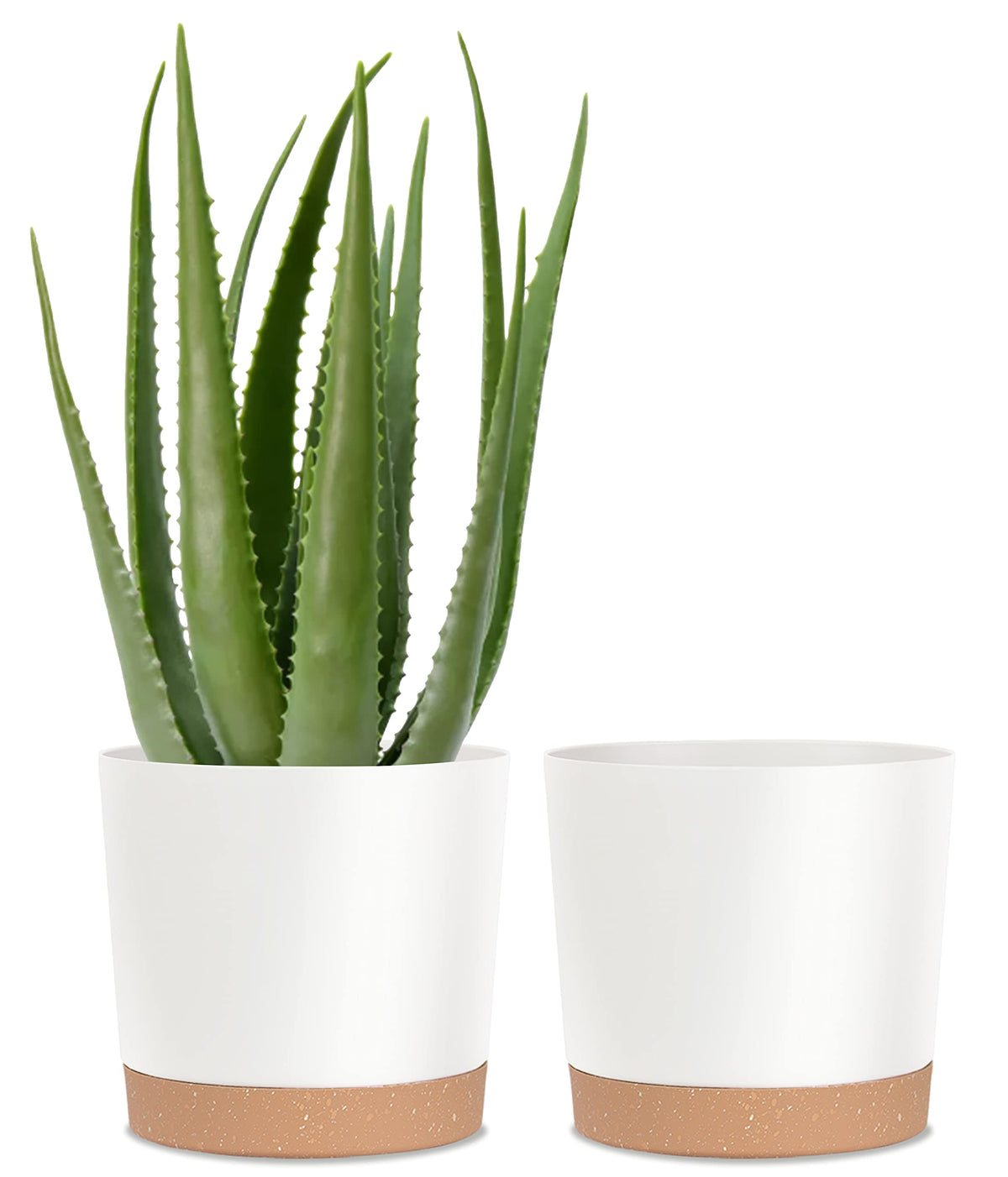 kubvici 10-inch white plant pot with drainage tray for indoor gardening