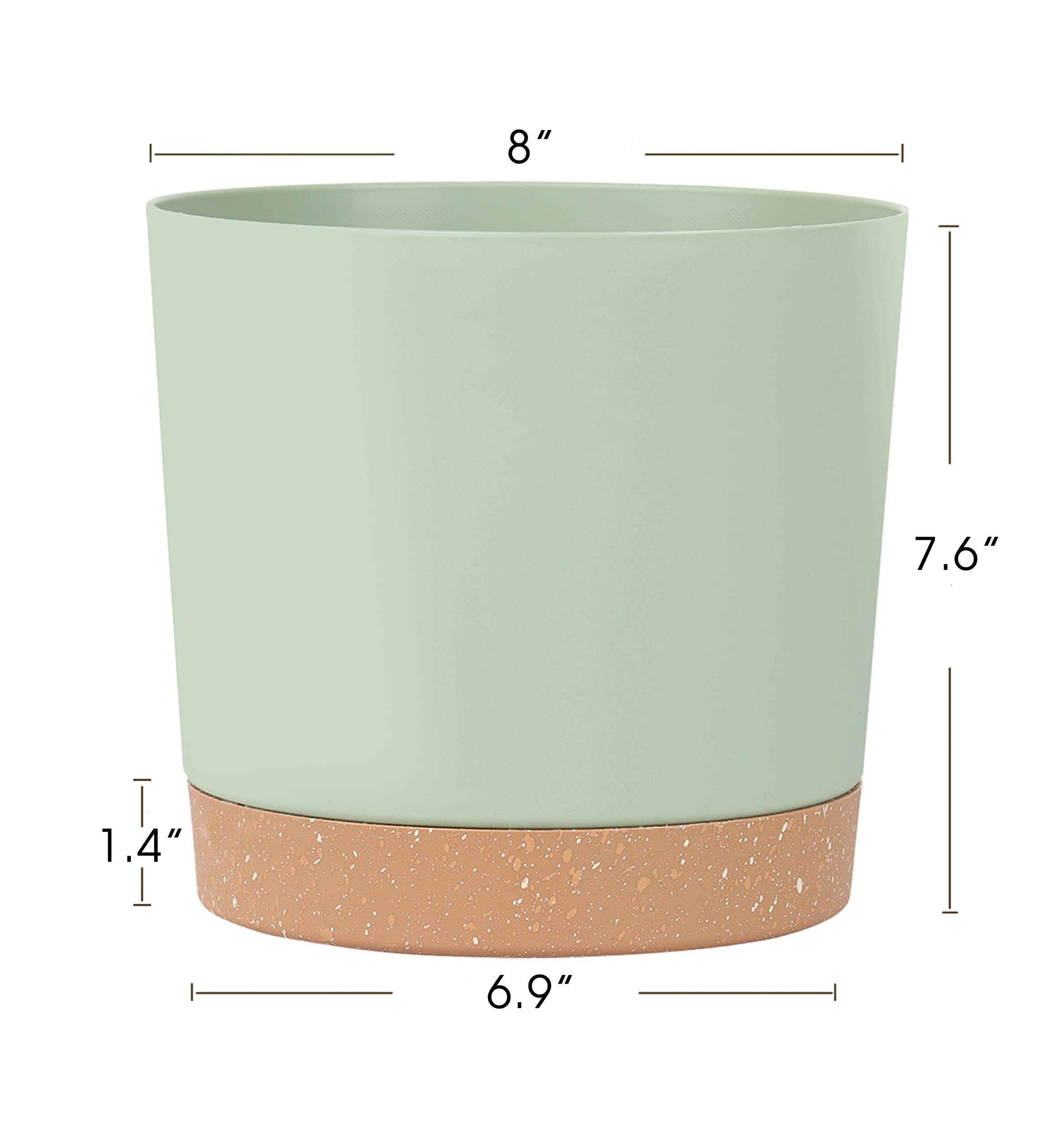 kubvici 8in planter with tray and drainage holes for overflow control.