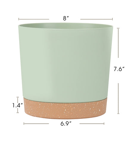 kubvici 8in planter with tray and drainage holes for overflow control.