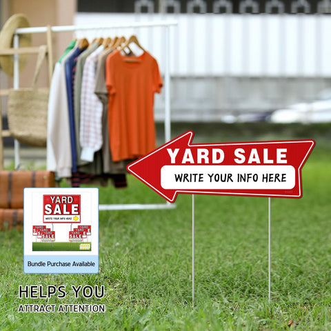 Kuco 16x6 yard sale sign with bold red design draws attention.