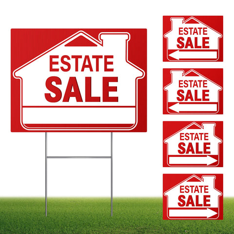 Kuco estate sign center, 16x12 inch, high-visibility red center sign for estate sales.