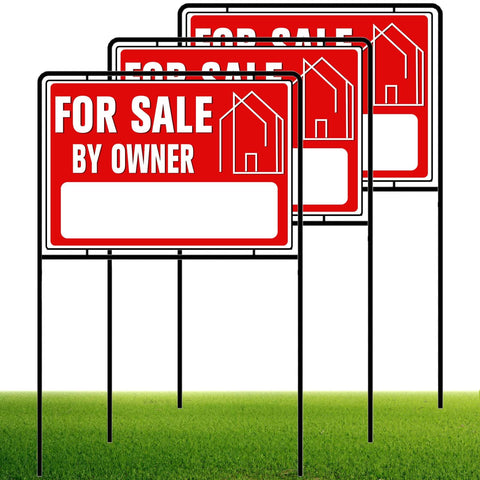 Kuco 3-pack yard sign with stake, 30-inch height, highly visible from all directions.