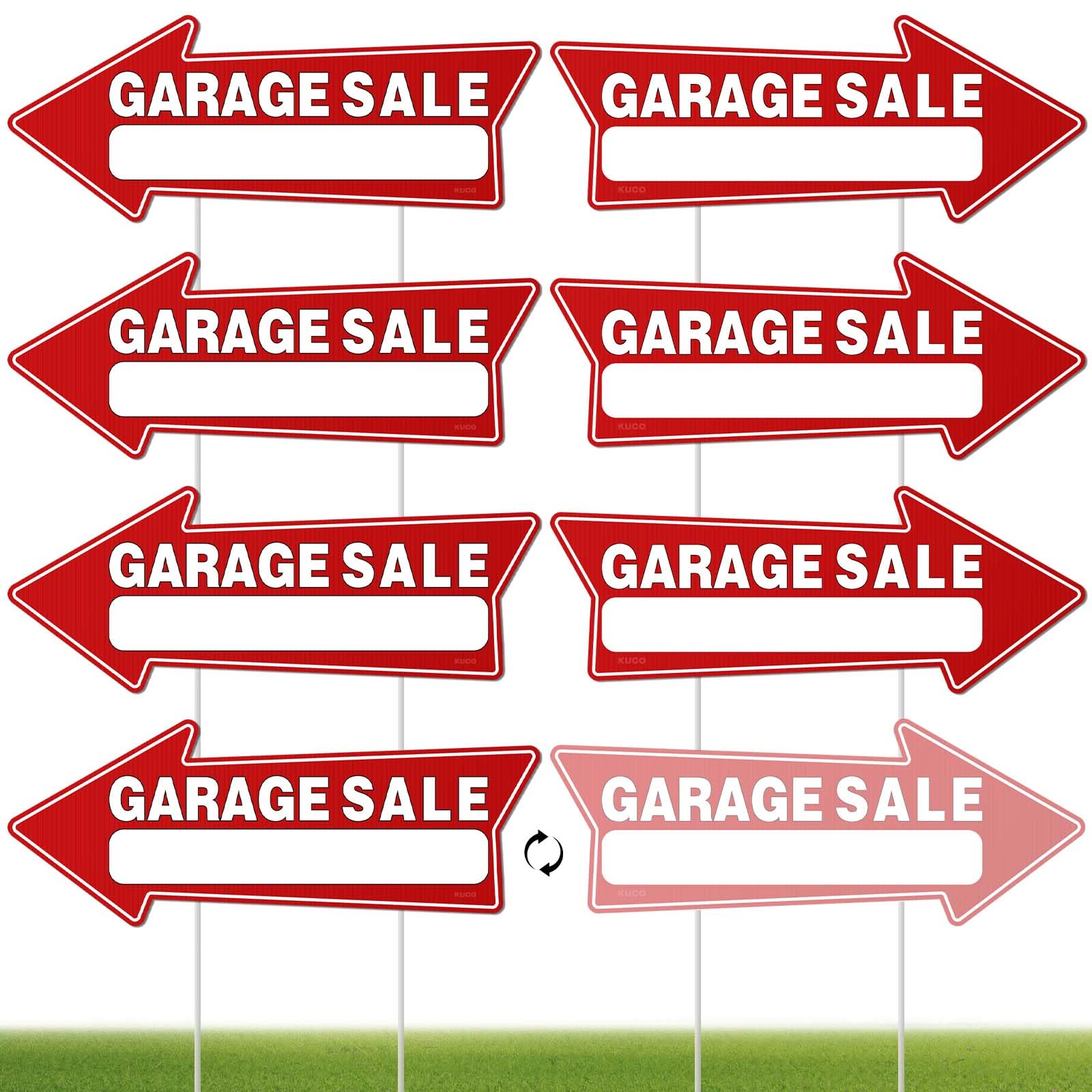 Kuco 7-piece garage sale signs set improves event visibility