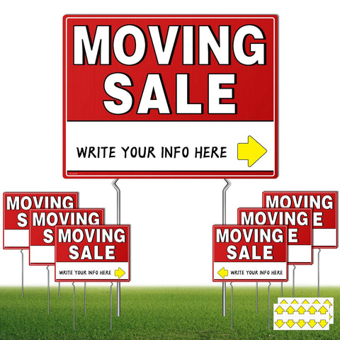 Kuco moving sale signs 17x13 double-sided with stakes improve outdoor visibility for quick buyer attention