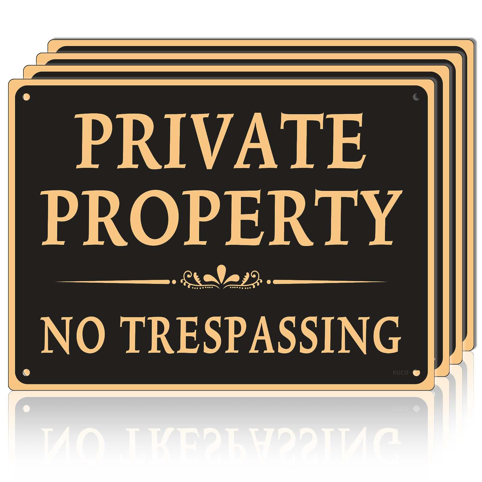 Kuco no trespassing sign 10x14 front view for high-visibility entry warnings