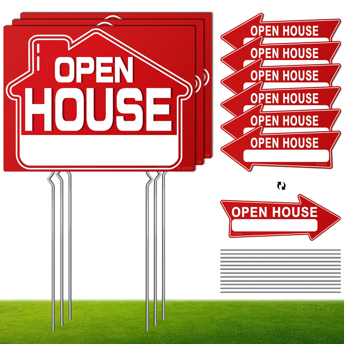 Kuco open house directional arrows signs guide buyers to your property