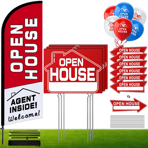 Kuco Open House flag on a tall pole boosts outdoor visibility for events.