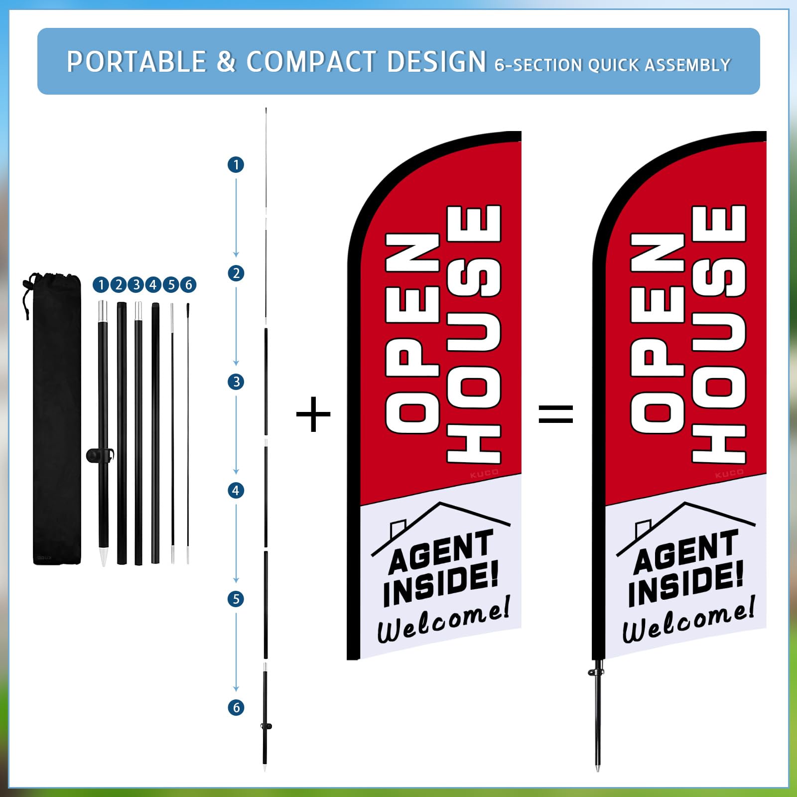 Kuco open house kit packaging highlights portable, travel-friendly design for agents.