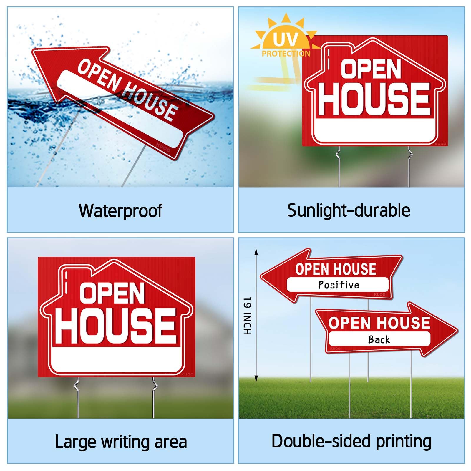 Kuco open house signs install quickly without tools