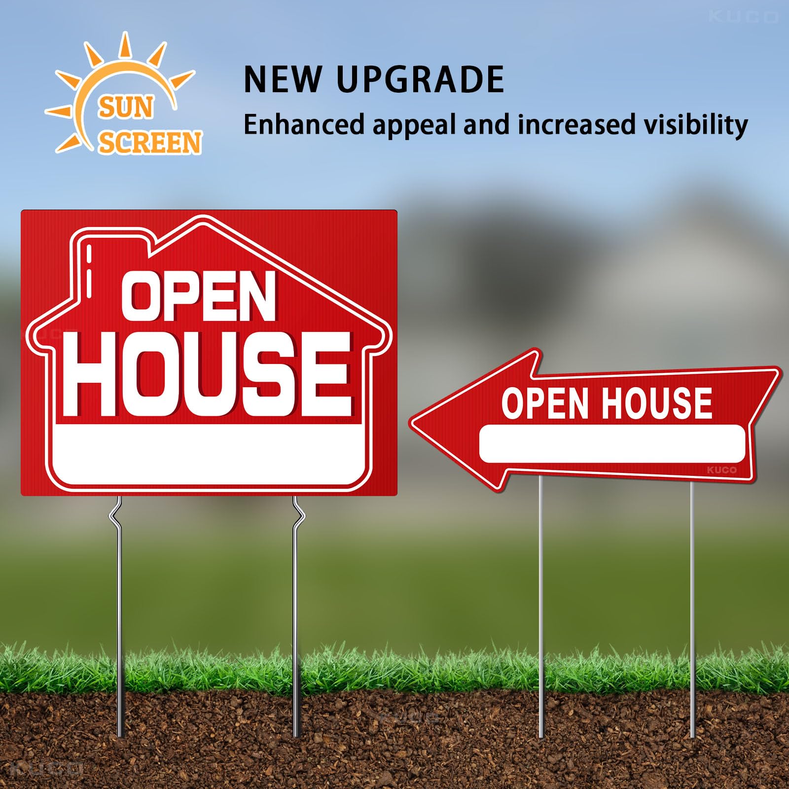 Kuco open house yard signs with stakes boost listing visibility