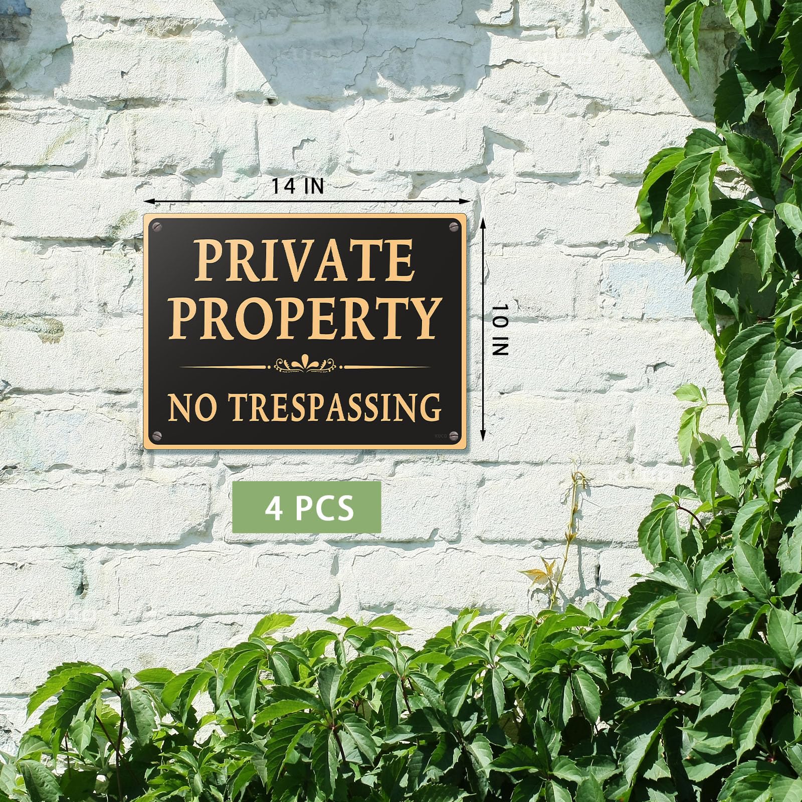Kuco private property sign 10x14 with pre-drilled holes for easy mounting