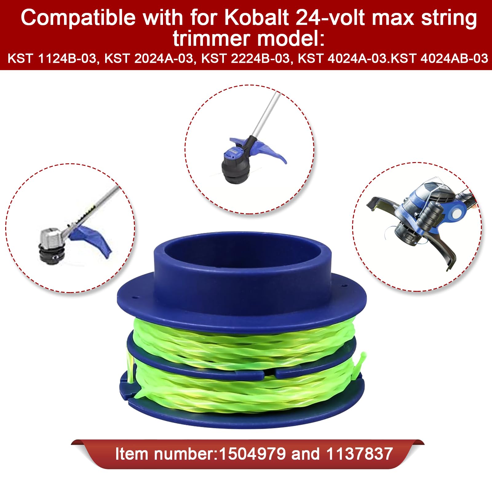Kudoosen KLS124-03 spool rear view, pre-wound 20 ft of 0.080 in line.