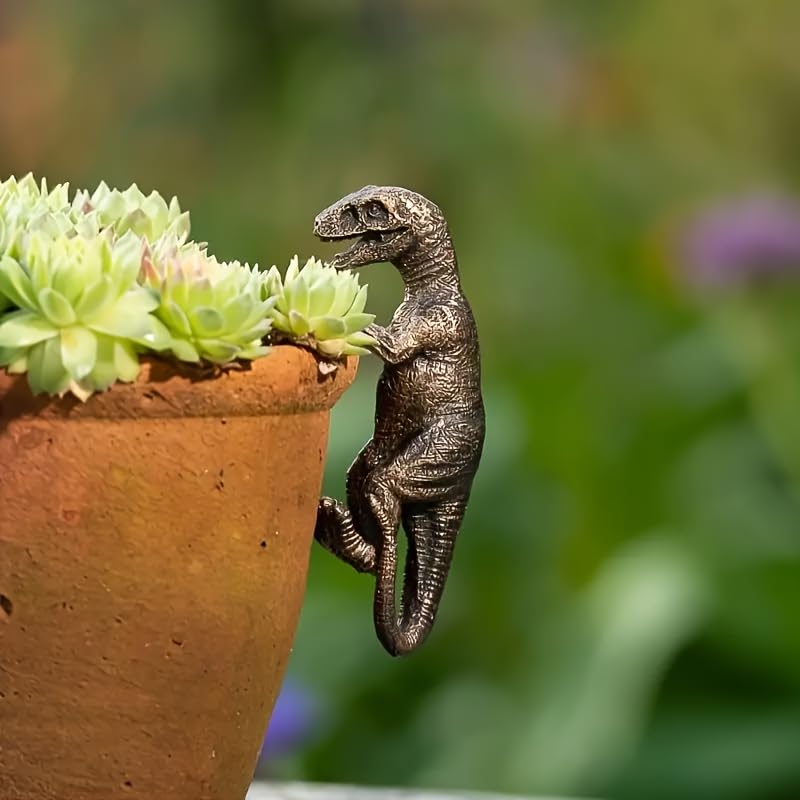 Kudriod dinosaur flower pot hugger figurine garden display as a charming outdoor focal point
