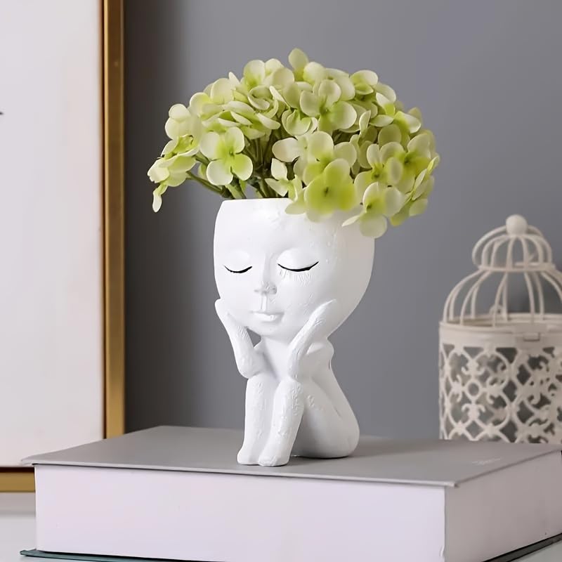 Kudriod mini funny face planter with no drainage hole for compact succulents on a windowsill.