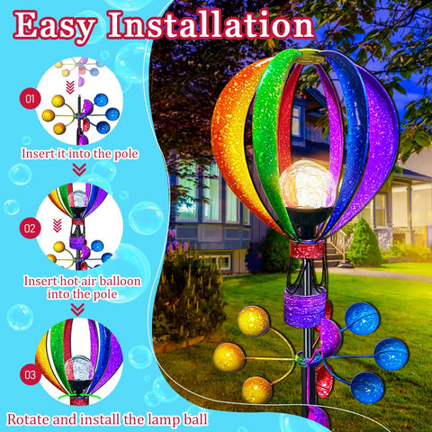 KUKEO hot air balloon design stands out among traditional garden spinners.