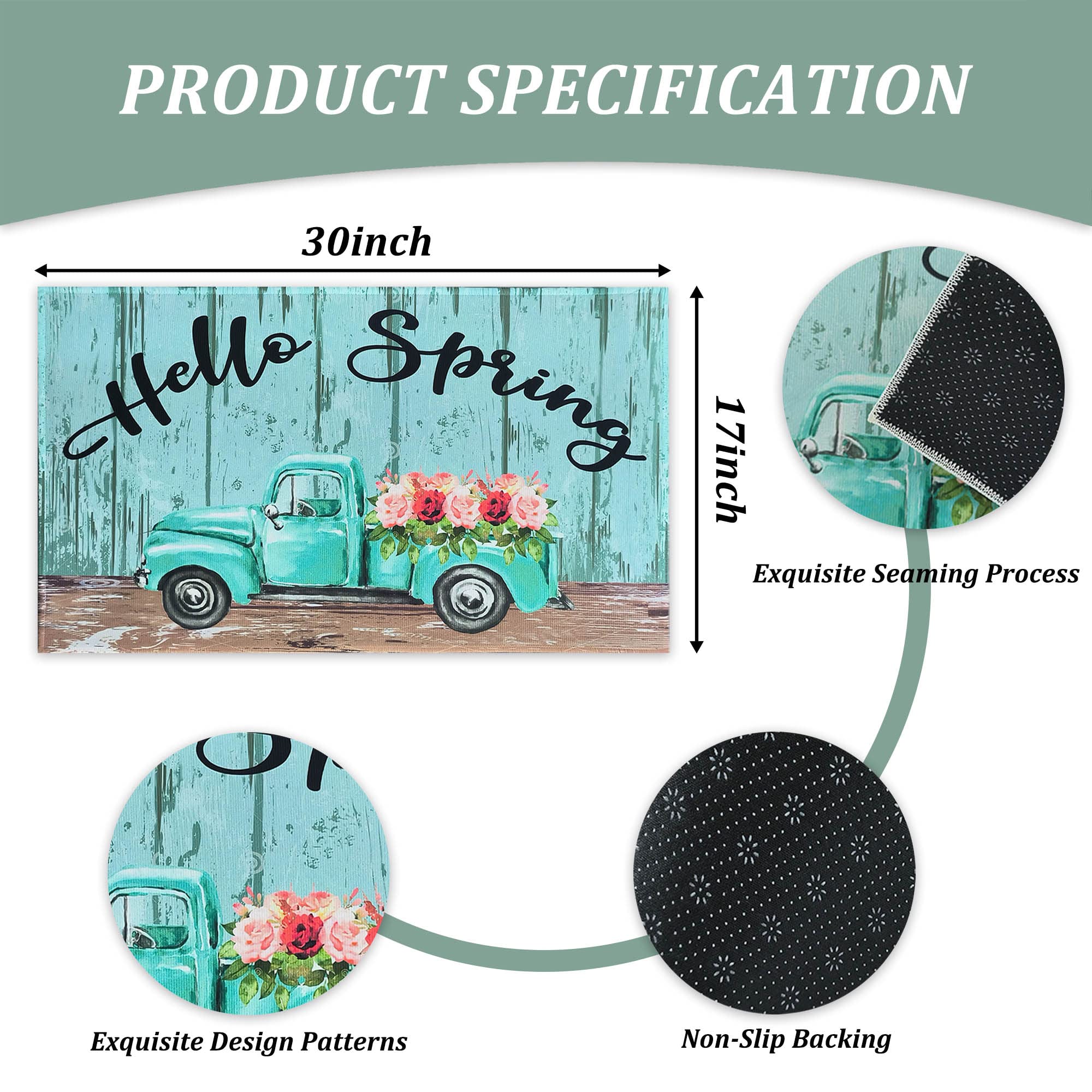 Kukli Kitchen Hello Spring mat adds color to your entrance and resists moisture.