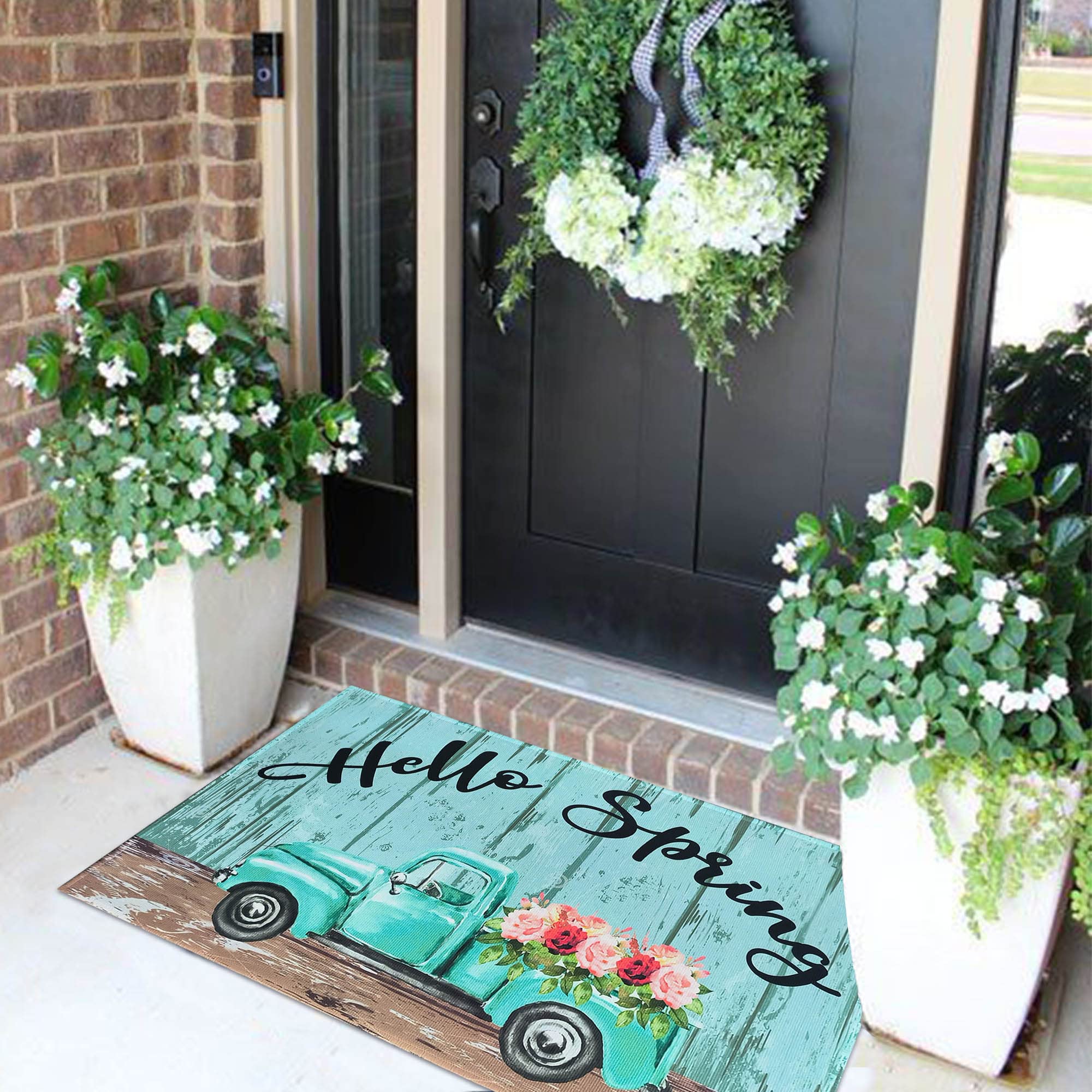 Kukli Kitchen non-slip back door mat protects floors while ushering guests inside.