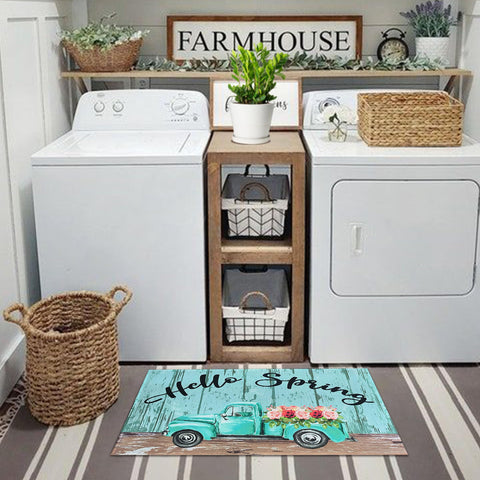 Kukli Kitchen spring decor mat stands up to everyday traffic with color retention.