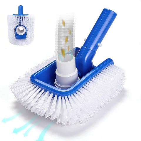 Kulahlik 2-in-1 pool brush head demonstrates efficient brushing and vacuuming in one pass.