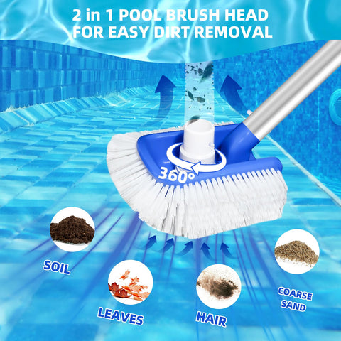 Kulahlik pool vacuum head shows a 360-degree swivel connector to prevent hose kinks.
