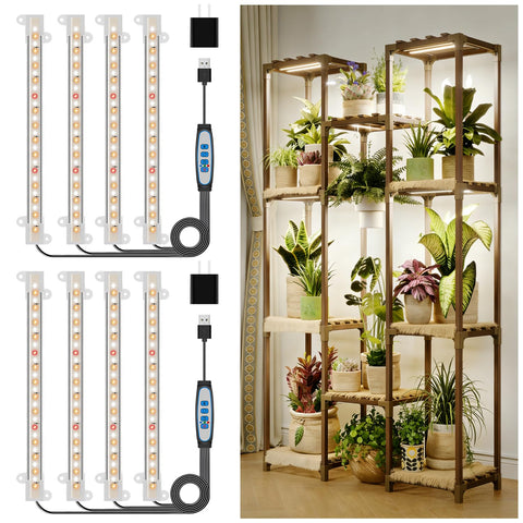 Kullsinss 8-inch LED grow light strip mounted on a shelf illuminating herbs