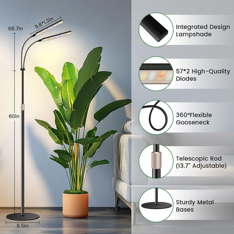 Kullsinss grow light features a 360° gooseneck for flexible lighting angles around plants