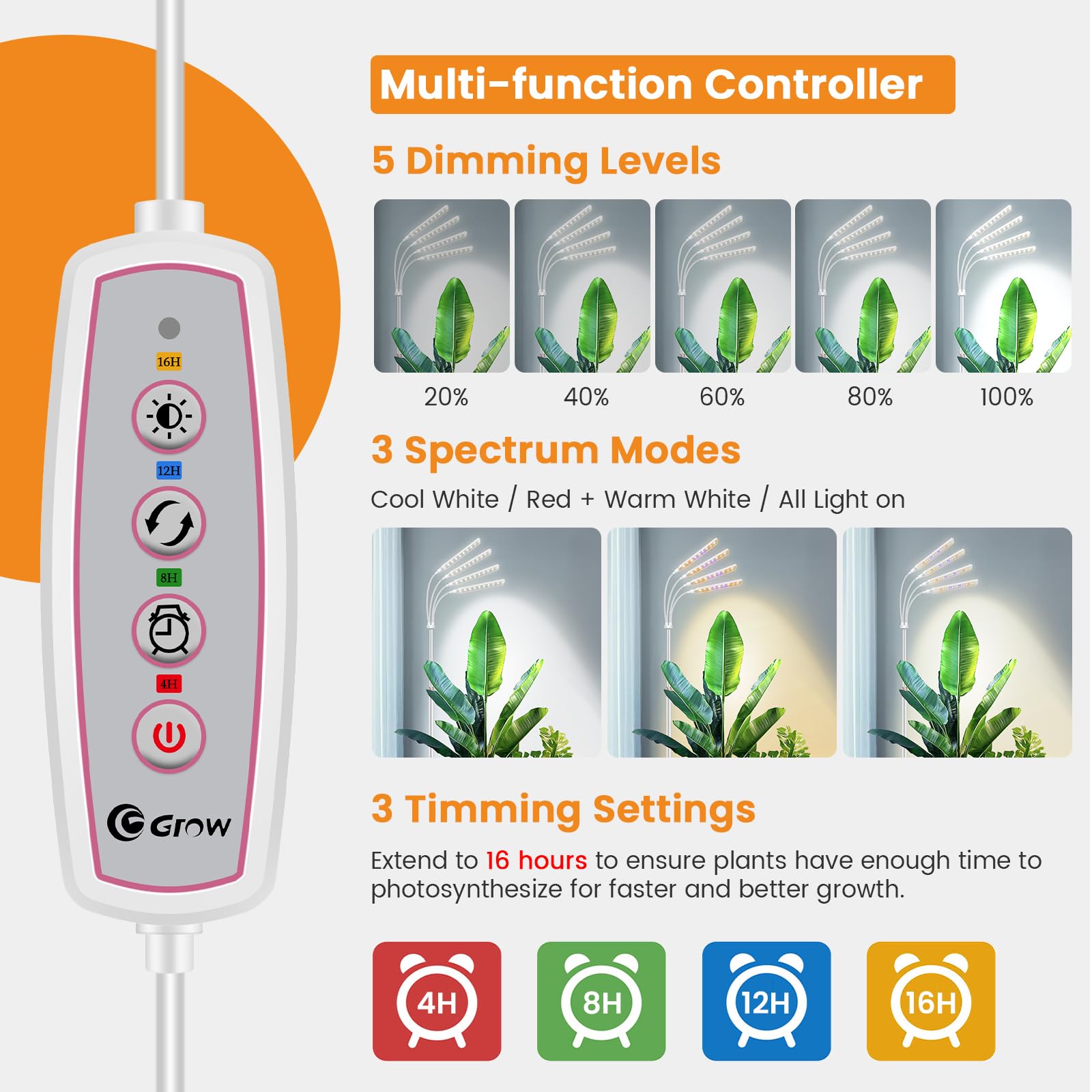 Kullsinss grow light smart timer saves energy with flexible schedules.