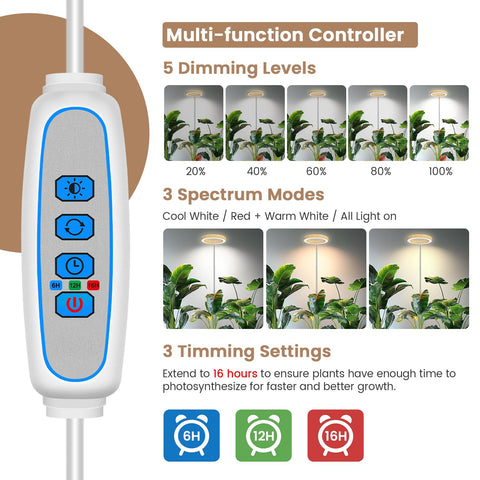 Kullsinss Grow Light timer options 6/12/16 hours automate lighting