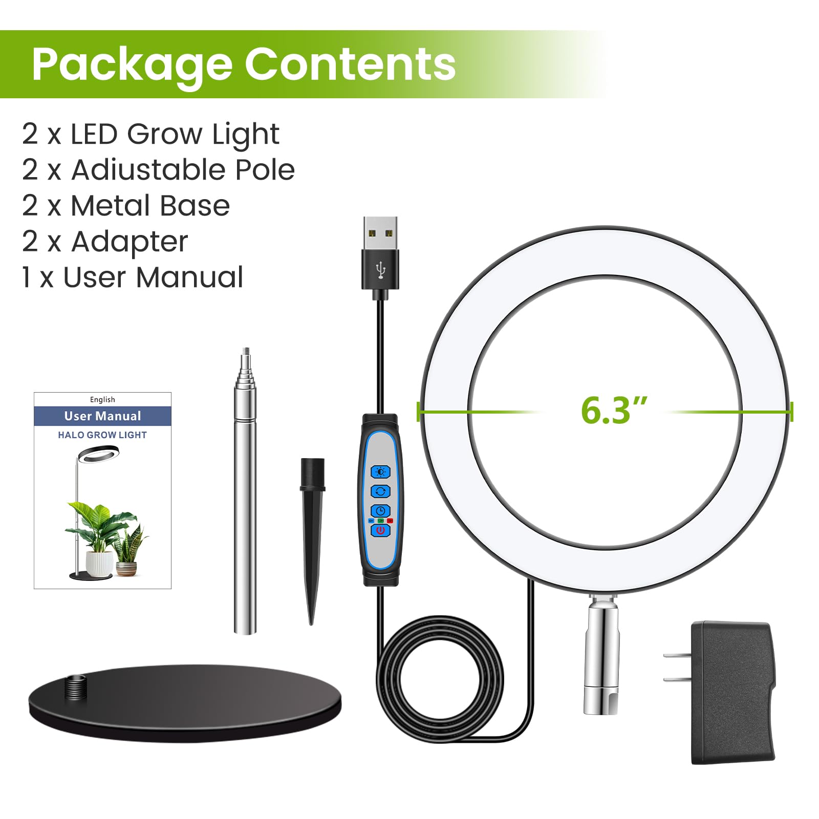 Kullsinss Grow Lights 8 ft cord enables flexible placement anywhere.