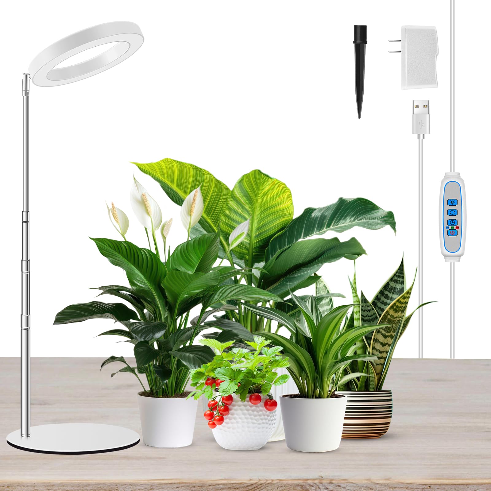 Kullsinss grow light with full-spectrum 80 LEDs over vibrant indoor greens.