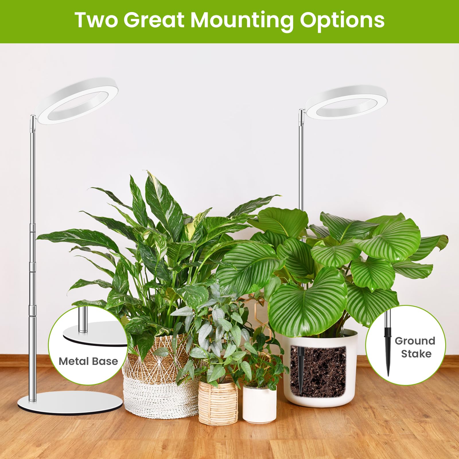 Kullsinss grow light shown on desk with two mounting options for flexibility.