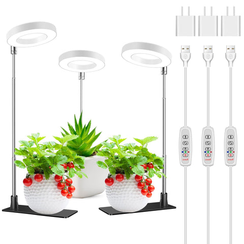 Kullsinss Halo grow light on a desktop base provides stable tabletop plant support.