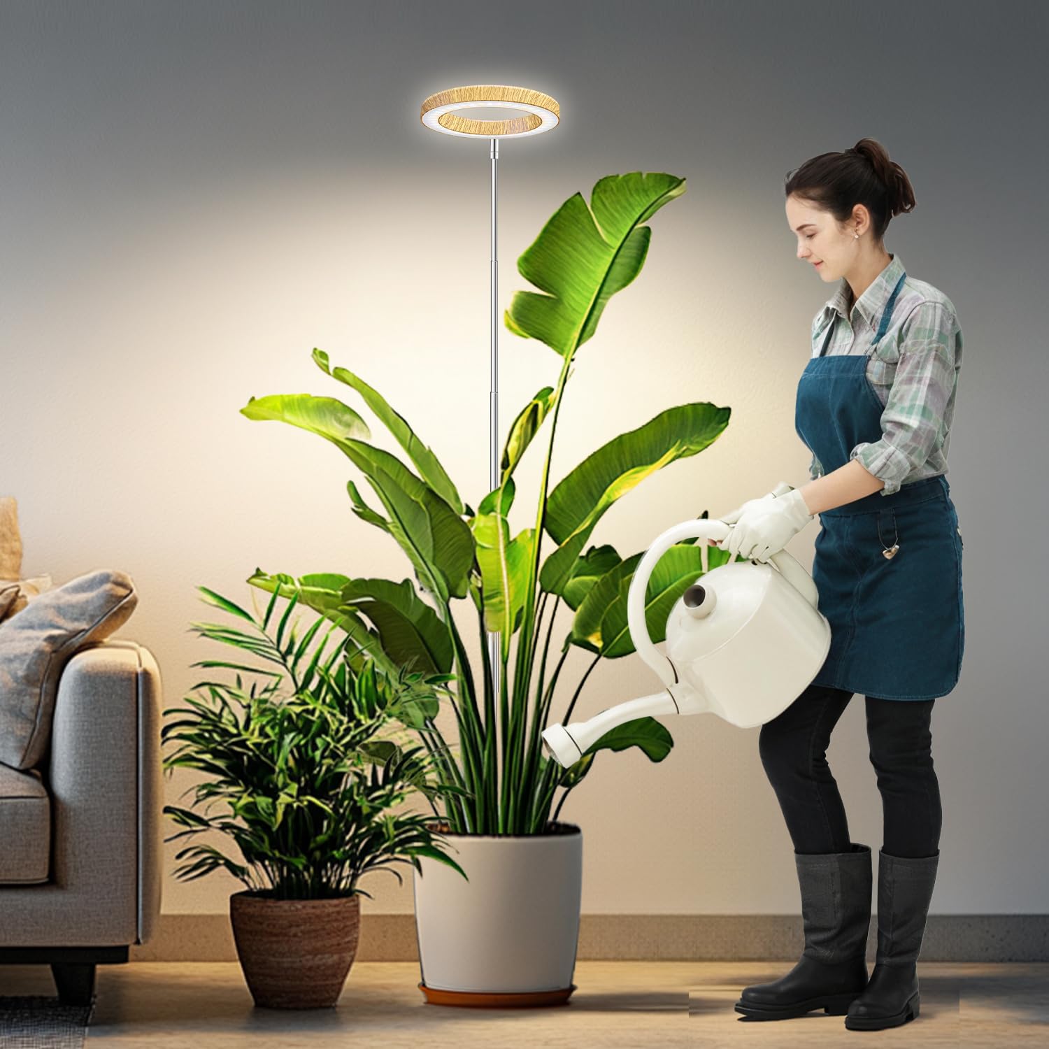 Kullsinss halo grow light with woodgrain design for stylish indoor plant care