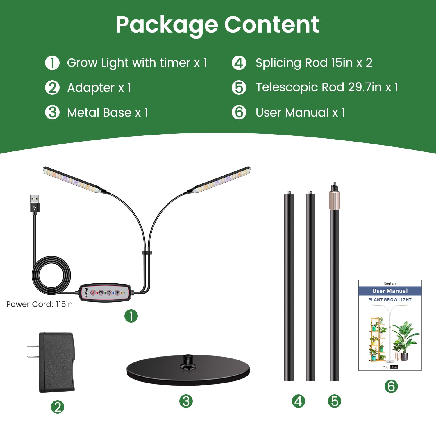 Kullsinss height-adjustable poles extend the light to tall indoor plants