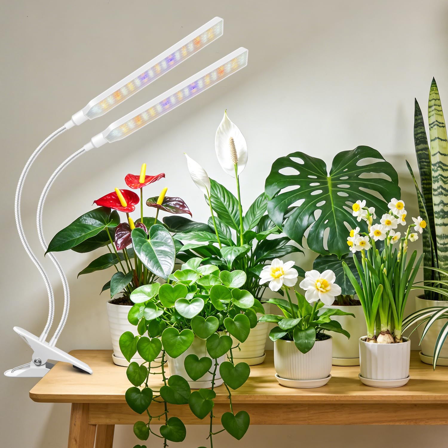 Kullsinss White Grow Light clip-on 2-head for precise indoor herb illumination