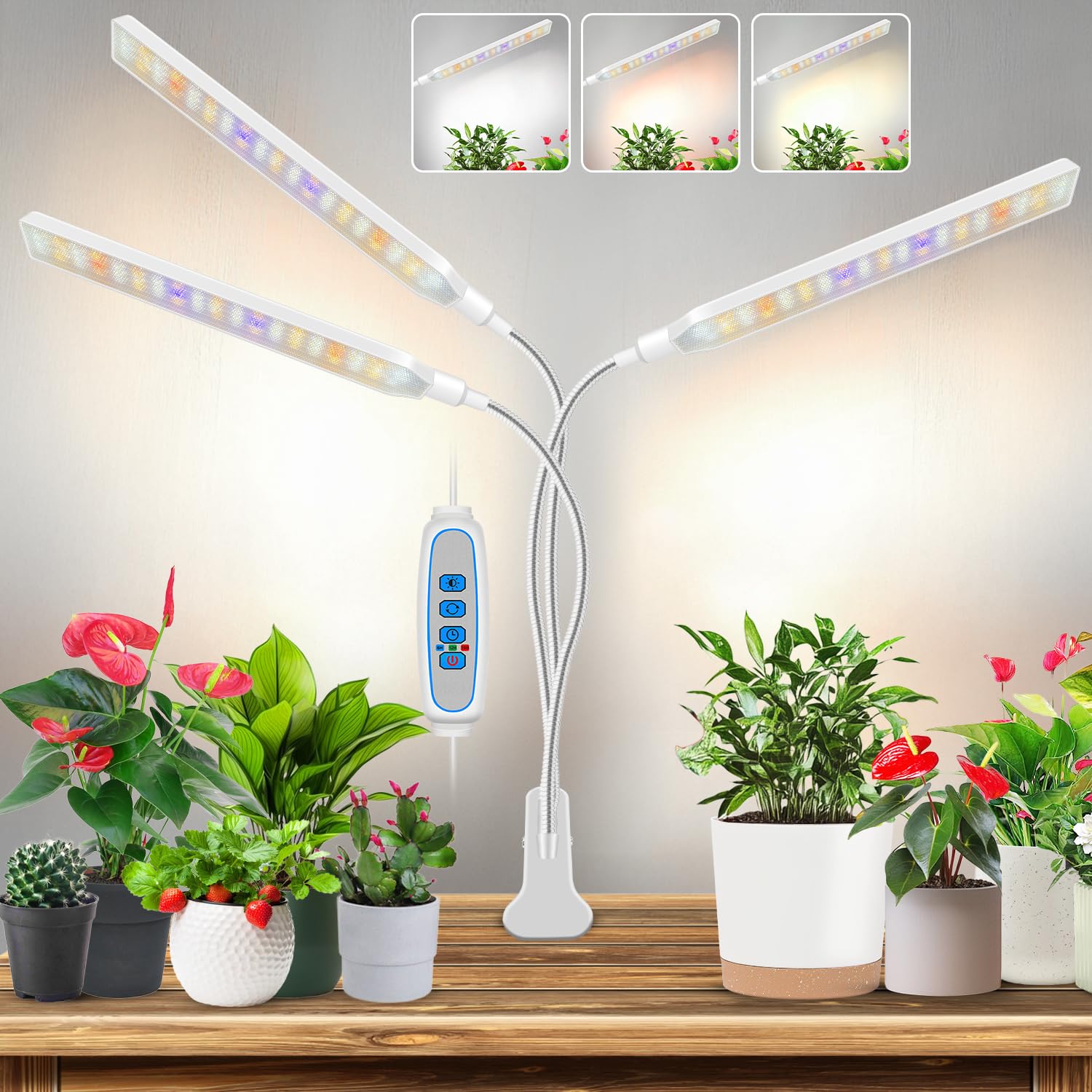Kullsinss White Grow Light clip-on head close-up for indoor herb growth
