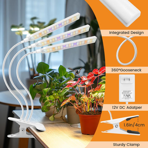 Kullsinss White Grow Light strong clamp protects surfaces while clipping on