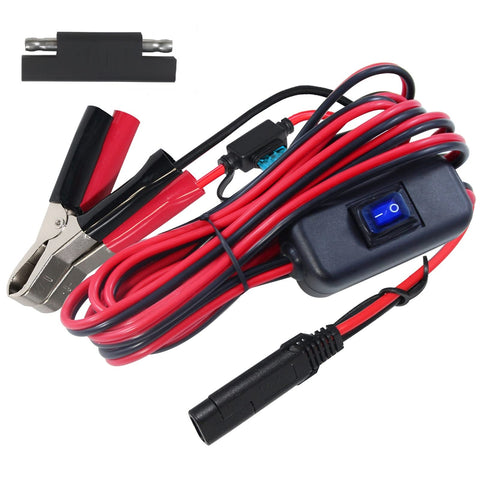 KUNCAN SAE to battery clip 10ft extension ready for automotive power connections.