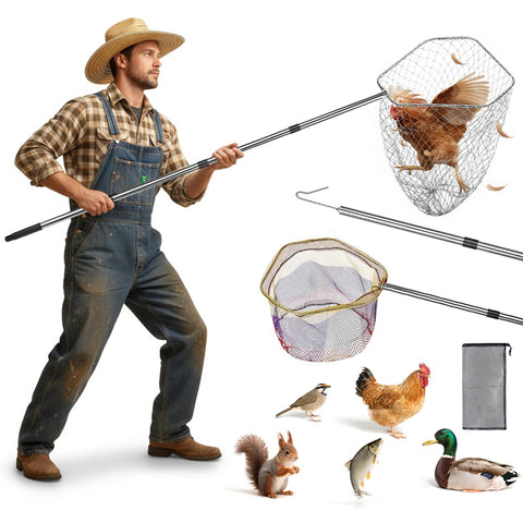 KUNELL PAPO chicken net catcher 3-in-1 kit assembled for easy handling and quick captures.