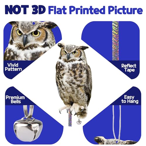 Kungfu Mall flat owl with reflective tape on porch for bird deterrence