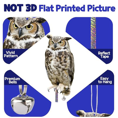 Kungfu Mall flat owl with reflective tape on porch for bird deterrence
