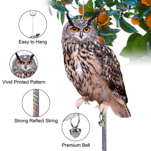 Kungfu Mall bell-equipped owl sways with wind to discourage nearby birds.