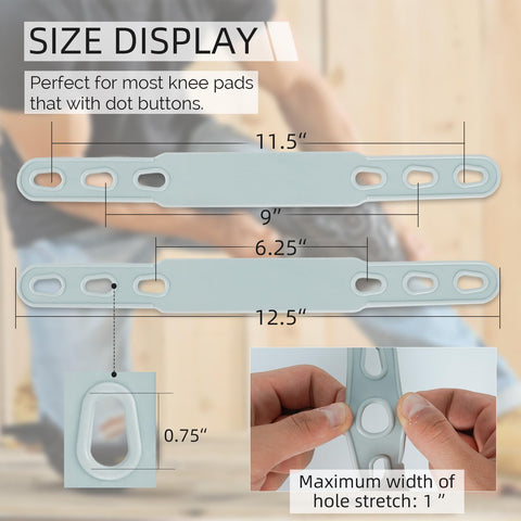KUNN knee pad straps with six holes for easy, precise adjustment.