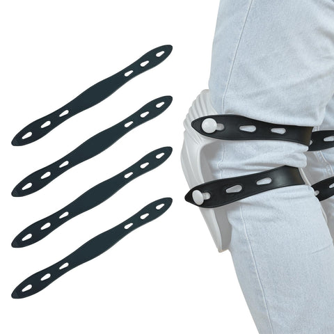 KUNN rubber knee pad straps 4-pack in black, durable replacement for all-day wear.