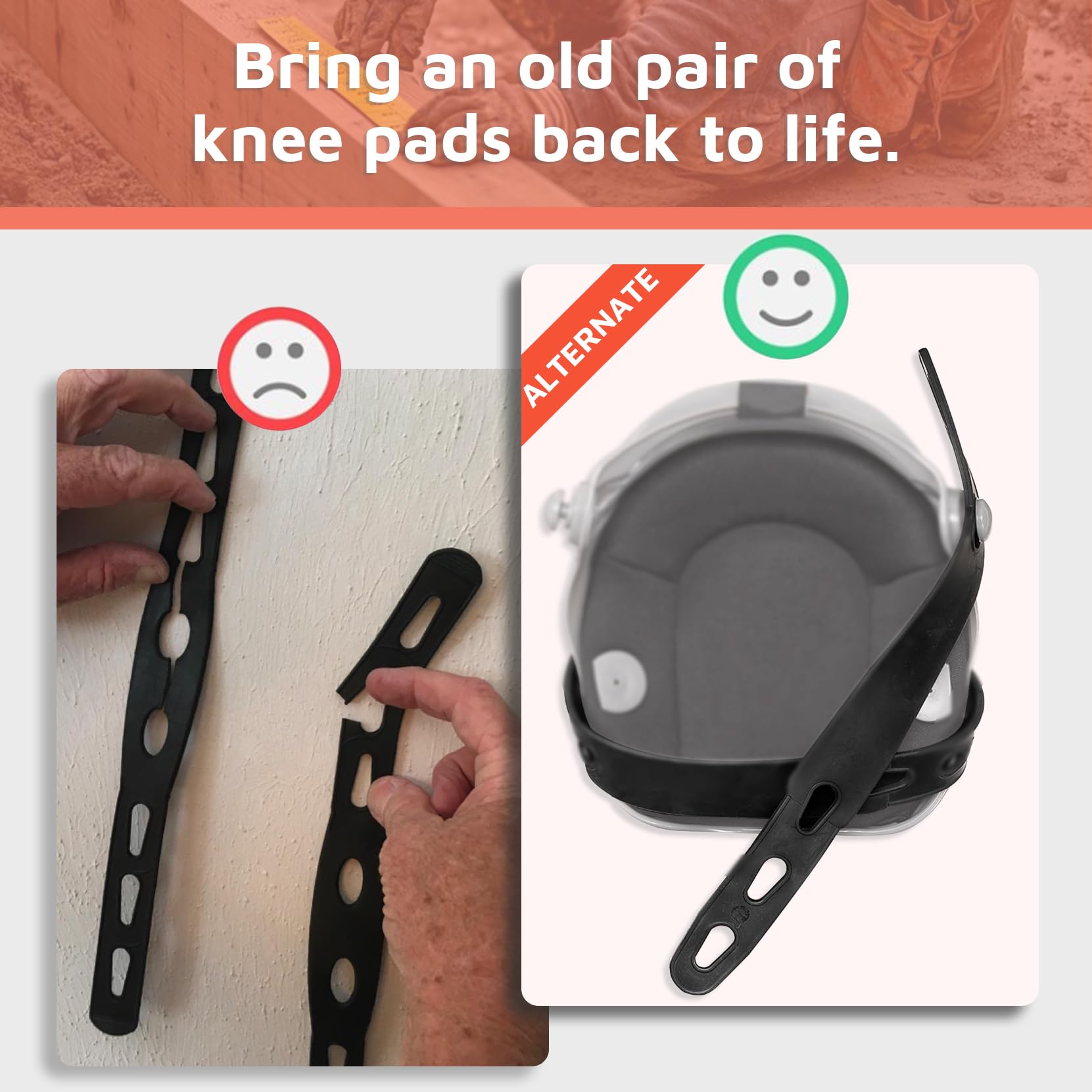 KUNN soft, flexible rubber straps minimize chafing during long tasks.