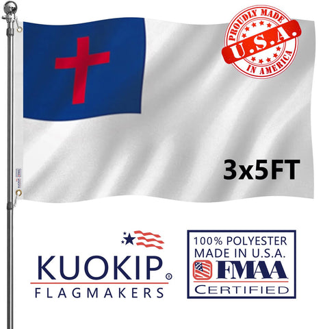 KUOKIP double-sided Christian flag 3x5 front view for outdoor display.