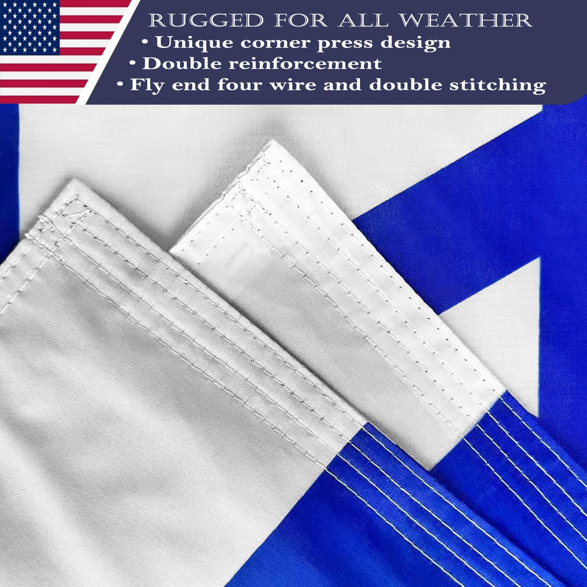 KUOKIP Israel flag brass grommets provide secure outdoor mounting.